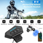 BT-12 h&auml;iretevastane Bluetooth mootorrattakiivri peakomplekt, k&auml;ed-vabad sisetelefoni mootorratta k&otilde;rvaklapid must