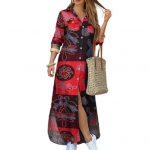 Naiste mood, pikkade varrukatega, tr&uuml;kitud taskutega, n&ouml;&ouml;pidega, peokleit rannas XL punane