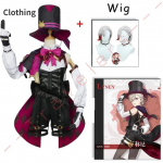 Lyney Cosplay Kost&uuml;&uuml;m Parukas Fontaine Lyney Nahast Maagiar&uuml;&uuml; L&uuml;hikesed Juuksed Kinnas Kaksikud Halloweeni Karnevalim&auml;ng L-(Costume+Wig)