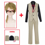 Anime Bungo hulkuvad koerad Doppo Kunikida Cosplay kost&uuml;&uuml;m s&auml;rk jakk p&uuml;ksid komplekt Halloweeni j&otilde;uluriided L-(Full set+wig)