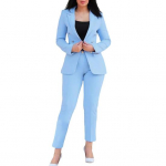 2 tk/komplekt Lady pidulik mantlip&uuml;kste komplekt, alla keeratav krae, kaherealised pikad varrukad L taevasinine v&auml;rv