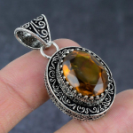 Natural Honey Topaz Gemstone 925 Sterling Silver Jewelry Pendant 1.77 b8p21