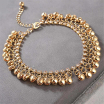 Kuldne V&auml;rv H&otilde;bedane V&auml;rv Etnilised Tuttidega Kellukesed Naistele T&uuml;drukutele Rannajala K&auml;ev&otilde;ru India Ehted Aksessuaarid 23cm