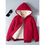 Lastele t&uuml;drukutele s&uuml;gistalvine trendikas vabaaja paksu kapuutsiga ruuduline fliismantel 100 must