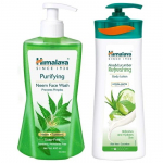 Himalaya Herbals Aloe and Cucumber Refreshing Body Lotion, 400ml & Himalaya Purifying Neem Face Wash, 400 ml