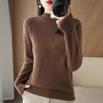 S&uuml;gistalvine sviiter Naiste Korea &otilde;huke pullover kampsun, poolk&otilde;rge kaelusega kootud kampsun, l&uuml;hike stiil &uuml;hev&auml;rviline kampsun vabaaja kampsun S beež