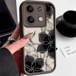 Musta lillemustriga &uuml;hev&auml;rviline &uuml;mbris Xiaomi Poco F6 X5 X6 M6 Pro 13t Redmi Note 13 12 11 10 Pro Plus silikoonist pehme l&auml;&auml;tse kaitsekatte jaoks Xiaomi Poco X6