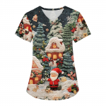 Naiste moodsad V-kaelusega l&uuml;hikeste varrukatega t&ouml;&ouml;riided taskutega, j&otilde;ulutr&uuml;kiga topid XXL tumesinine