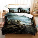 Tanki tekikottide komplekt, s&otilde;jateemaline lohukate lastele poistele, teismelistele meestele, sisekujundusega pol&uuml;estrist voodikate padjap&uuml;&uuml;riga 70x133cm 2pcs