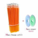 50 tk/partii Kustutatav geelpliiatsi t&auml;itmine 0,5 mm Kontorikooli kustutatav pliiats pestav k&auml;epide V&auml;rviline kustutatav tindipliiats Kirjutustarbed 52pcs set oranž