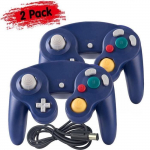 2 x filaire classique MANETTE contr&ocirc;leur JOYPAD GAMEPAD pour NINTENDO GAMECUBE GC & Wii -Bleu D0765