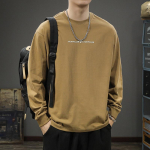 Autumn Heavy Cotton Long-Sleeved T-Shirt Men'S American Retro Sweater Spring And Autumn Loose Bottoming Shirt M tume kohvi v&auml;rv
