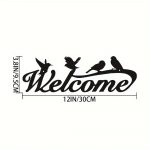 1 tk Birds Welcome Sign Metal Wall Art &ndash; linnusilueti skulptuur. Metallist kaunistusm&auml;rk. Kingitus linnus&otilde;brale. Kunstiteos. must