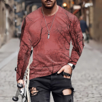 Meeste T-s&auml;rk O-kaelusega r&otilde;ivad, pikkade varrukatega v&auml;lir&otilde;ivad, moedisainer, vanaaegne L sinine