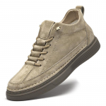 Meeste seanahast n&auml;htamatu k&otilde;rguse suurendus 6cm Briti stiilis ehtsast nahast meeste kingad trend mugavad vabaajajalatsid mokassiinid naiste madalad kingad 42 khaki