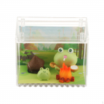 Animal Sculptures Frog Figurines in Acrylic Box for Home Decor and Gift Giving with Tea Pot
