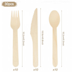 30/60 tk &uuml;hekordselt kasutatav puidust lusikas, kahvel, nuga, s&ouml;&ouml;giriistade komplekt maal&auml;hedane pulmapeo lauan&otilde;ud kaunistustarbed magustoidu koogi k&uuml;hvel Spoon-30PCS