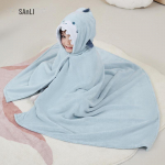 Sanli Kapuutsiga vanema-lapse hommikumantlikomplekt &ndash; korallifliisist k&auml;ter&auml;tikud lastele ja t&auml;iskasvanutele Hooded bath towel 70*140 sinine