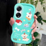 V&auml;rvitud muster Big Wave Edge pehme silikoon materjal Macaron telefoni &uuml;mbris p&otilde;rutuskindel kaitsev kummist &uuml;mbris OPPO Reno Realme jaoks OPPO A8 must