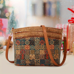 Boho-Chic Vintage Lilleline Prindiga Crossbody Kott Naistele - Helepruun Kunstnahast, T&otilde;mblukuga Kinnitus, Pol&uuml;estervoodriga, Puukoore Muster, &Otilde;lakott oliiv