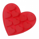 10-&otilde;&otilde;nsusega s&uuml;damekujuline silikoonvorm, isetehtud s&otilde;brap&auml;eva &scaron;okolaadikommivorm Fondant tarretispuding magustoidu k&uuml;psetust&ouml;&ouml;riist punane