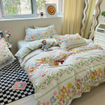 Valge &Otilde;ie Triipud Tekikoti Komplekt Voodilina Padjap&uuml;&uuml;ridega Populaarne Reaktiivtr&uuml;kiga Voodipesu Komplektid &Uuml;heinimese Kaheinimese Suurused Queen King 172*218cm 3pcs