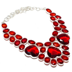 Mozambique Garnet Ethnic 925 Sterling Silver Jewelry Necklace 18 w3b42
