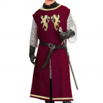 Keskaegne Halloweeni r&uuml;&uuml;tli tabardi cosplay kost&uuml;&uuml;m viikingi varrukateta tuunika tikandid L&otilde;vis&uuml;da s&otilde;dalane kleit renessanss LARP S burgundiapunane