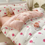 Korea retro lilleline voodipesukomplekt, 100% pestud puuvillane voodilinade komplekt Pehme tekikott voodipesu Padjap&uuml;&uuml;r, &uuml;heinimesevoodi, kaheinimesevoodi, queen-voodiga 1.2m 3pcs 1.5x2&set