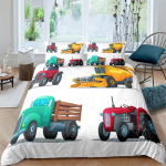 Laste Ekskavaator Traktor Veoauto Lastele Poistele T&uuml;drukute Magamistoa Kaunistus Ehitusmasin Joonis Tekikate Kraana Tekikate 135x200cm 2pcs