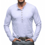 Retro meeste &otilde;ues avar s&uuml;giskapsas vabaaja pikkade varrukatega Henley kraega top s&auml;rk kardigan S valge