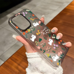 Mobiiltelefoni&uuml;mbrised iPhone 11 13 15 Pro Max 12 14 Pro Max &uuml;mbrisele iPhone 16 15 Plus 13 Pro 12 j&auml;&auml;tunud tekstuuriga maalitud koomiksililled iPhone 11 valge