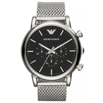 Emporio Armani AR1808 46 mm klassikaline kronograafi must sihverplaadiga meeste k&auml;ekell 46 h&otilde;be