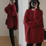 Naiste kampsun S&uuml;gis ja Talv Uus Naiste Keskmise pikkusega L&otilde;dva Laisk Stiil K&otilde;rgekvaliteediline Prantsuse Pullover Baaskampsun one size fits all valge