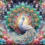 Teemantmaaling paabulind t&auml;isruudukujuline &uuml;mmargune teemantmosaiik, lill ristpistes teemantkunst Loomade kodukaunistus Full Round 20x20CM