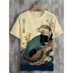 Moodne meeste retrokujuline Evil Devil Eye-kunst 3D-prindiga vabaaja T-s&auml;rk Meeste/naiste l&uuml;hikeste varrukatega O-kaelusega &uuml;laosaga &uuml;lasuured lasteriided S