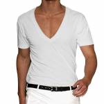 V-kaelusega T-s&auml;rgid meestele s&uuml;gava V-kaelusega T-s&auml;rk lihaseline slim fit madala l&otilde;ikega veniv T-s&auml;rk M valge