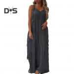 Women's Loose Jumpsuits Overalls Adjustable Straps Baggy Jumpsuits Casual Wide Leg Romper with Pockets Boho Flowy Palazzo Pants L tumehall v&auml;rv
