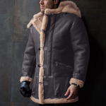 Meeste kunstvoodriga ka&scaron;miirist kapuutsiga jakk Meeste retro-pikk seemisnahast jakkmantel XXXL