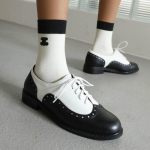 2024 Vintage Oxfordi kingad naistele &uuml;mara ninaosaga, vabaaja paksu madala kontsaga mokassiinid, ehtsast nahast naiste paeltega madalad kingad, Zapatillas Mujer 34 must