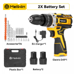 MELLWIN 38 Nm p&ouml;&ouml;rdemomendiga elektriline l&ouml;&ouml;kpuur Mitmeotstarbeline juhtmeta elektriline kruvikeeraja DIY elektrit&ouml;&ouml;riist Makita 18V akule 2XBattery Set