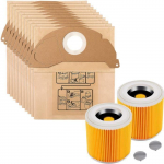 Tolmuimejakott ja filter Karcher WD2 jaoks Asenduskotid 6.904-322 [10 tk pakk] Asendusfiltrid 6.414-552.0 [2 tk pakk] Phonillico&reg;