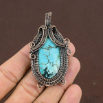 Tibetan Turquoise Handmade Copper Wire Wrap Jewelry Pendant 2.64 e4a77