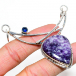 Lepidolite, Blue Topaz 925 Sterling Silver Jewelry Pendant 2.84 y7k22
