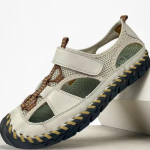 Meeste k&auml;sitsi valmistatud sandaalid v&auml;lisandaalid nahast sandaalid rannajalatsid matkamiseks v&auml;lissandaalid nahast 44 valge