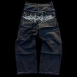 Unisex Y2K Kotid teksap&uuml;ksid Harajuku 2000ndate Vintage Tikitud teksap&uuml;ksid Hip Hop Streetwear Mehed Naised Vabaaja Laiad teksap&uuml;ksid L black