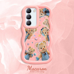 V&auml;rvitud muster Big Wave Edge pehme silikoon materjal Macaron telefoni &uuml;mbris p&otilde;rutuskindel kaitsev kummist korpus OnePlus Vivo Motorola Moto jaoks Vivo Y21E must