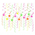 Yousheng 40 Pcs Glow Paper Star Hanging Swirl Decoration Glow in The Dark Ceiling Streamer Fluorescent Neon Party Supplies for Wedding Birthday 40pcs