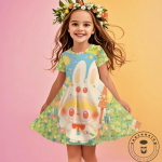 Pidulik kleit t&uuml;drukule Miniso 2025 Uus Suvi Disney LABUBU T&uuml;drukute 3D-tr&uuml;kk Armsad Lastekleidid Lapsele 100