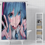 Anime T&uuml;druk H-HatsuneS M-Miku Du&scaron;ikardin Veekindel Pol&uuml;esterkangas V&auml;rviga Vannikardin Kodu Vannitoa Dekoratsioon Kardin Konksuga YL90x180cm